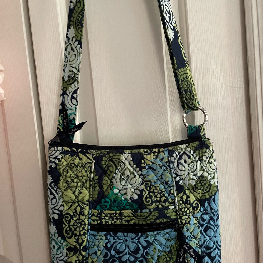 Vera Bradley Blue and Green Crossbody Bag with Quilted Texture